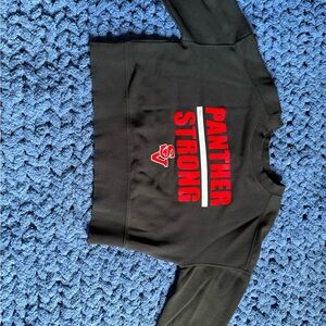 Black Sweatshirt with Red Panther Strong Print